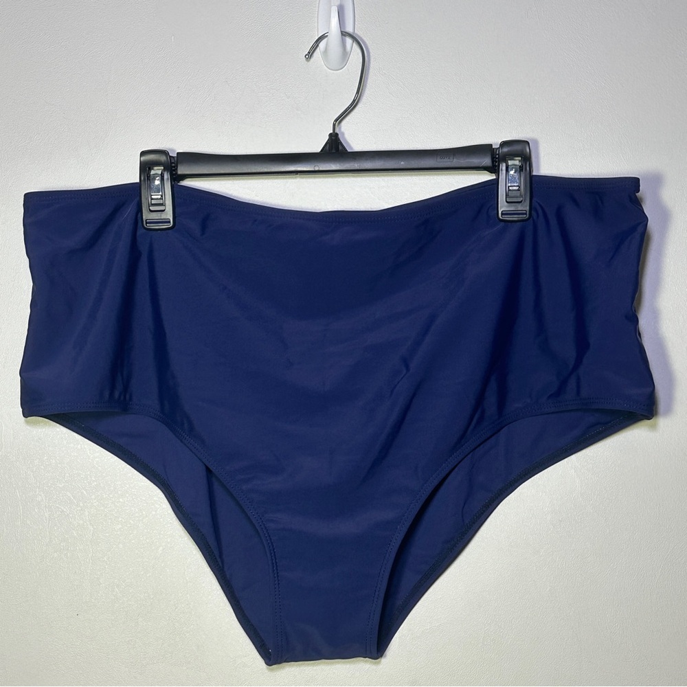 Tankini Navy Blue Striped Floral Scoop Neck Women’s Swimsuit Set Size 22W - Picture 11 of 15